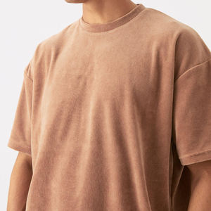 Men Unisex Custom Branded Woven Heavyweight <b>T</b>-Shirt Solid Pattern Shorts Set Oversized Two-Piece with Sleeves Quick Dry - Product Image 3