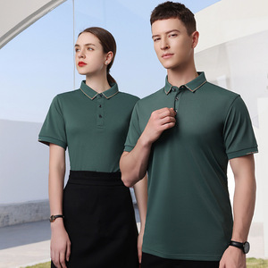เสื้อโปโลผู้ชายสีน้ำเงินกรมท่า แขนสั้น ผ้าปิเก้ ติดกระดุม สไตล์ลำลอง ผ้าฝ้ายถัก ยับยาก - Product Image 4