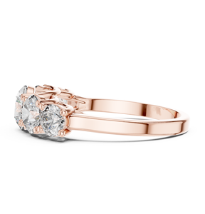 Anillo de Compromiso Art Deco con Cinco Piedras de Moissanita Creada en Laboratorio, Piedras Graduadas, Chapado en Oro Rosa, Acero Inoxidable, Certificado GRA - Product Image 4