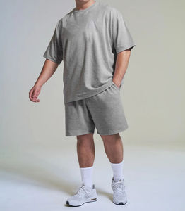 Ensemble de survêtement respirant deux pièces en molleton bouclette 300 g/m² de haute qualité pour homme, avec t-shirt pull-over et short personnalisé - Product Image 5