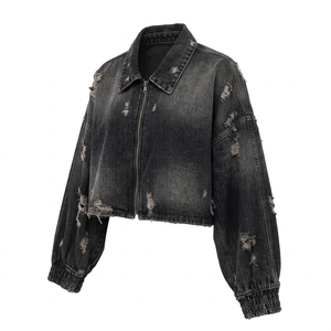 Chaqueta vaquera extragrande para mujer con bolsillos frontales, corte relajado, mangas largas, ropa casual de calle para un estilo diario. - Product Image 2