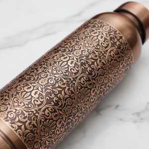 Copper <b>Water</b> <b>Bottle</b> Vintage Pattern Portable Travel Drinkware Reusable Eco-Friendly Design - Product Image 4