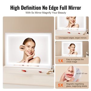 Specchio da Trucco LED con Ingrandimento 5X, Alimentazione USB, Tre Modalità di Illuminazione, Controllo Touch Intelligente, Design Grande - Product Image 3