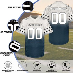 Maillot de football américain vintage streetwear, coupe oversize et carrée, en maille avec impression par sublimation, style décontracté hip-hop pour équipe - Product Image 2