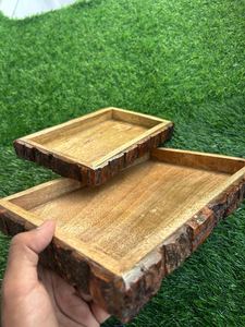 Handmade Live Edge Wood Tray Natural Bark Edge Serving <b>Platter</b> Wabi Sabi Style for Home Decor Coffee Table Display B2b supply - Product Image 2