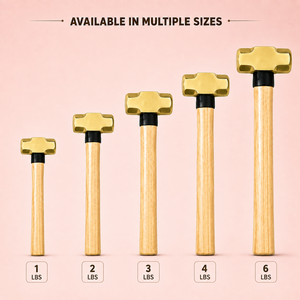 Maillet en laiton de 1, 2, 3, 4 et 6 livres avec manche en bois, tête métallique robuste pour atelier, construction, forgeage, réparation - Product Image 3