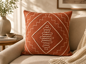Cotton Yarn Dyed Embroidered Cushion <b>Cover</b> | Boho Decorative <b>Throw</b> Pillow <b>Cover</b> for <b>Sofa</b>, Bed & Home Decor - Product Image 3
