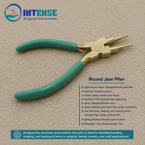 Pince à bec rond professionnel à mâchoires escalonpées pour la pliage et la bouclage de fils de précision, outil de fabrication de bijoux - Product Image 6
