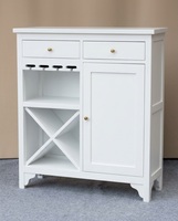 Meuble de rangement à vin en bois blanc avec porte-verres et porte-bouteilles, table console moderne pour salon ou salle à manger BAR007