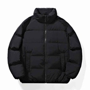 Veste d'hiver décontractée à capuche en laine noire pour homme, coupe oversize, fermeture éclair, résistante à l'eau, doudoune matelassée 50% couleur unie, vêtement d'extérieur - Product Image 1