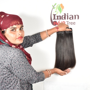 Extensiones de Cabello Humano 100% Natural, Cabello Indio Virgen al por Mayor, Cutícula Alineada, Doble Trama a Máquina, Mechones Lisos - Product Image 4