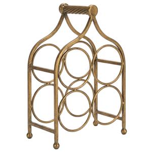 Estante para Botellas de Vino de Hierro Forjado, Soporte de Exhibición de Sobremesa, Acabado Dorado Antiguo, Diseño de Arco Metálico, Organizador de Almacenamiento de Vino Independiente - Product Image 1