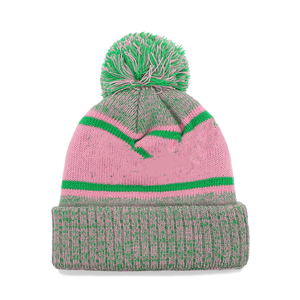 Écharpe en tricot jacquard à franges rayée rose et verte de qualité supérieure, unisexe, réversible, en mélange d'acrylique, longue et douce, idéale pour les sororités AKA - Product Image 2