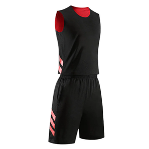 Ensemble de maillots et shorts de basket-ball unisexe noir OEM, personnalisable avec le nom/le numéro de l'équipe, respirant, séchage rapide, kit de basket-ball d'été - Product Image 2