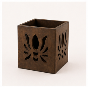 Handcrafted Rustic Wooden Cutlery Holder With Elegant Floral Laser Cut Design Eco-friendly <b>Tabletop</b> Spoon & Fork Stand Organizer - Product Image 1
