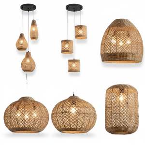 Lámpara Colgante LED de Mimbre Tejida a Mano, Estilo Moderno y Natural, para Decoración del Hogar, Sala de Estar, Vietnam - Product Image 1