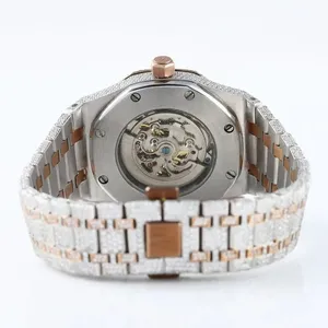 Nuevo Reloj de Lujo Mecánico de Alta Calidad con Moissanita y Diamantes de Corte Redondo en Oro Amarillo, Regalo Unisex con Esfera de Diamantes, Fecha y Edición Limitada - Product Image 2
