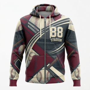 Sweat à capuche zippé Marathon 2642 pour homme, bleu et blanc, imprimé par sublimation, vêtement de sport décontracté, coupe classique - Product Image 4