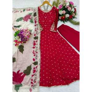 Conjunto de traje elegante Anarkali con Pent y Dupatta para mujer - Product Image 2