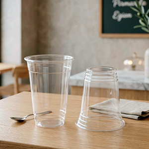 QUANG QUAN Single Wall Transparent 16/22/24oz Recyclable PP <b>Plastic</b> <b>Cups</b> Lids 95mm Diameter for Iced Coffee Tea Beverages - Product Image 5