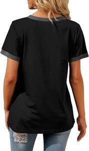 Womens T Shirts Short Sleeve V Neck Loose Casual Summer <b>Tops</b> 2026 with Pocket - Product Image 4