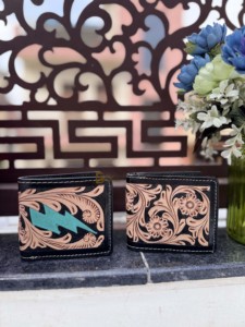 Trending 2026 New Hand Tooled Leather <b>Wallet</b> Men's RFID Nylon Lining Hot Sale Fashion Black Colour Cash <b>Card</b> Holder Gift For Him - Product Image 3