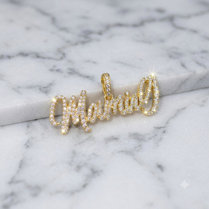 Collier tendance en argent 925 plaqué or, personnalisé avec un script cursive, serti de diamants naturels, pendentif fin - Product Image 5
