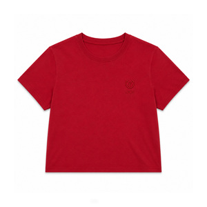 Solid Crop <b>Top</b> Puff Embroidery women's shirt Casual Regular Fit <b>Top</b> All Seasons Knitted Cotton T-Shirt Customizable Branding OEM - Product Image 3
