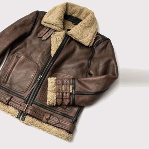 Aviator Brown Shearling <b>Leather</b> <b>Jacket</b> for <b>Men</b> - Product Image 3