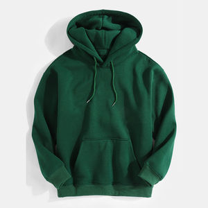 Sweat-shirt à capuche vert pour homme en molleton de coton, style décontracté automne, coupe classique, avec poches, en tricot - Product Image 1