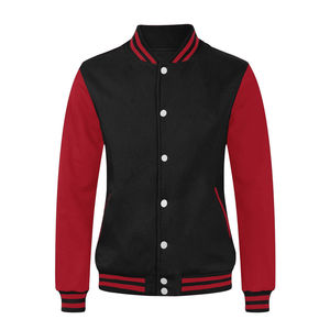 Veste varsity grise pour homme avec manches en PU blanc, boutons sur le devant, col rabattu, couleur unie, vêtement décontracté pour l'automne - Product Image 2