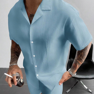 T-shirt pour homme personnalisé, ensemble deux pièces, couleur unie, manches courtes, col rond, 100% coton, tricoté sans couture, séchage rapide, 280g - Product Image 1