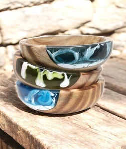 Wooden Dip Bowl Resin and Wood Decorative Bowl Small Handmade Trinket Bowl Epoxy Resin Craft <b>Ring</b> <b>Dish</b> - Product Image 6