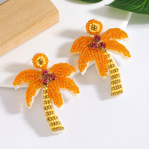Boucles d'oreilles perlées personnalisables avec motif brodé, forme cocotier, pour les vacances à la plage, pour femmes - Product Image 5