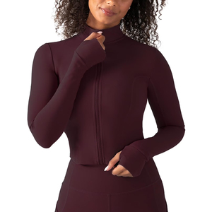Conjunto Deportivo Ligero Personalizado para Mujer, Talla Grande, Chaqueta con Cremallera de Manga Larga, Pantalones de Cintura Alta, para Gimnasio, Fitness, Yoga, Otoño - Product Image 5