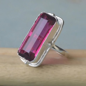Natural Rhodolite Garnet Quartz Gemstone <b>Ring</b> 925 Sterling <b>Silver</b> Handmade <b>Statement</b> Jewelry - Product Image 2