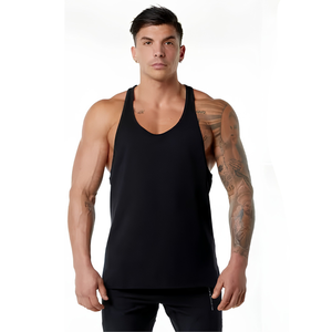 Gym Shirt Breathable 100% Polyester Solid Pattern Seamless O-Neck Tank <b>Top</b> <b>Muscle</b> Fit Athletic Training for <b>Men</b> - Product Image 3