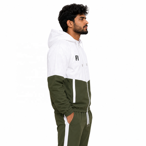 Sweat-shirts à capuche coupe-vent pour hommes, survêtement color block, sweats à capuche zippés avec logo, vêtements décontractés d'hiver, coupe régulière, vente en gros - Product Image 2