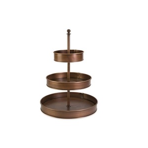 Support à gâteau rond en métal doré, fait main, plateau de service décoratif, supports décoratifs, support à gâteau pour mariage et fête - Product Image 3