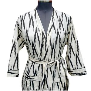 Elegante Kimono de Algodón con Estampado Digital para Mujer, Bata de Verano con Cinturón Floral, Ropa de Dormir de Secado Rápido, Transpirable, Cuello en V, Largo Completo - Product Image 3