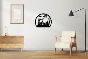 Horror Witches Round Metal Wall Art Spooky Halloween Hanging Decor For Home Door Wall Party Festive Scary Theme Design - Product Image 2