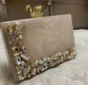 Buy Bridal Resin <b>Clutch</b> for Women, Indian <b>Clutch</b> With Embellishments, Hand <b>Clutch</b> for Wedding Party Gift and <b>Brides</b> - Product Image 2