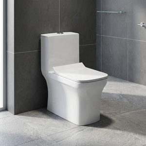 Inodoro de Cerámica Moderno de Una Pieza con Sistema de Doble Descarga y Sifón en P para Proyectos Residenciales y Comerciales - Product Image 2