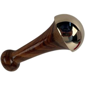 Kansa Metal Wand Massager for Face/Body/Foot/Neck Double-Sided Bronze Caps Wooden Handle Manual-<b>Wired</b> <b>Control</b>-Craft Emporium - Product Image 1