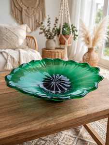 Grand saladier en verre en forme de fleur nordique, compatible lave-vaisselle, pour la décoration de la maison et les réceptions - Product Image 1