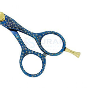 Ciseaux de coiffure professionnels bleus à motifs en acier inoxydable, pointe affûtée, pour droitiers, manche long, fournitures de salon de coiffure, ciseaux à effiler - Product Image 2