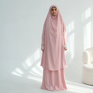 Ensemble 2 pièces long khimar pour femme, vêtement de prière, djellaba, abaya Nida, robe musulmane du Ramadan, Dubaï, arabe, islamique, niqab, burqa - Product Image 4
