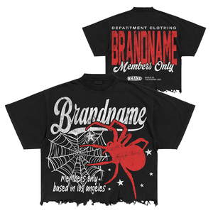 เสื้อยืดโอเวอร์ไซส์ลายแมงมุมสีดำสไตล์สตรีทสำหรับผู้ชาย แขนสั้น คอกลม ทรงพอดีตัว พิมพ์ลายกราฟิก DTG ทรงบ็อกซี่ ชายเสื้อดิบ - Product Image 6