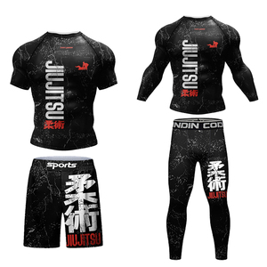 Unisex MMA Rash Guard Set BJJ <b>Compression</b> <b>Shirt</b> Shorts Spats Yin Yang Design Quick Dry Breathable Anti-Bacterial UV Protection - Product Image 5