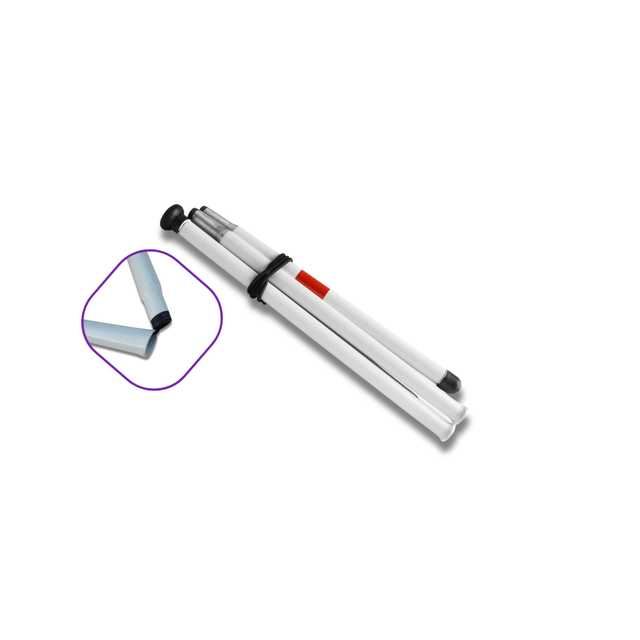 Premium Class I White 7-Fold Lightweight Mobility Walking Stick for Blind Visually Impaired